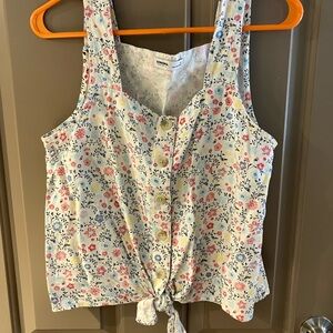 Sonoma Floral Button-Down Tank Top with Tie Front Size S